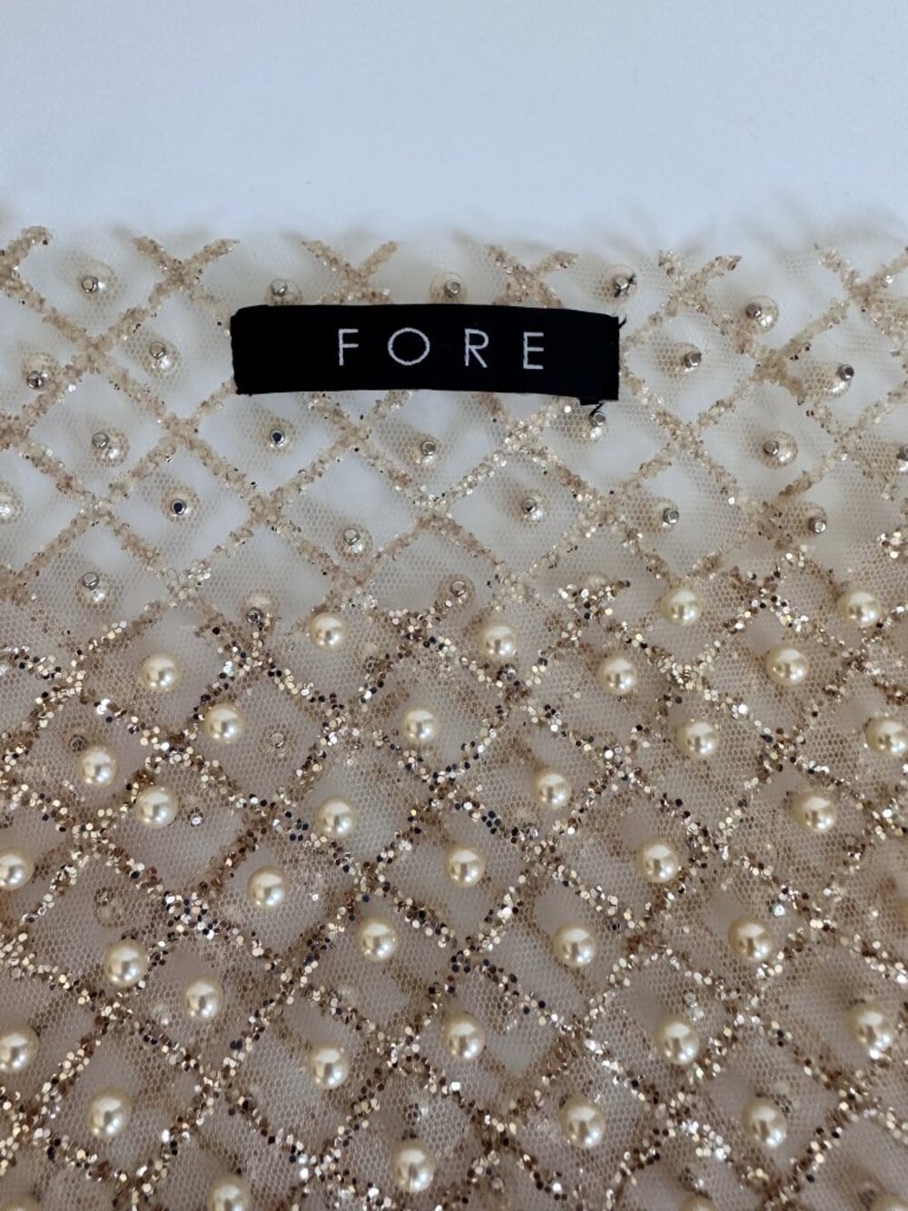 FORE Gold Beaded Mesh Long Sleeve Top Women's Size Small - Picture 7 of 13